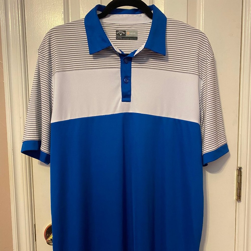 Callaway Blue and White OptiDry Golf Polo